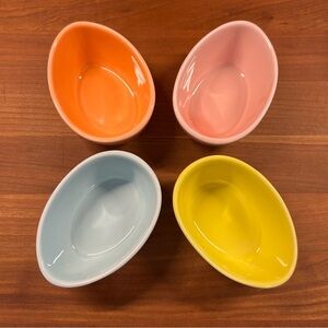 Set of Colorful Egg-shaped Bowls. Super cute!  No chips.